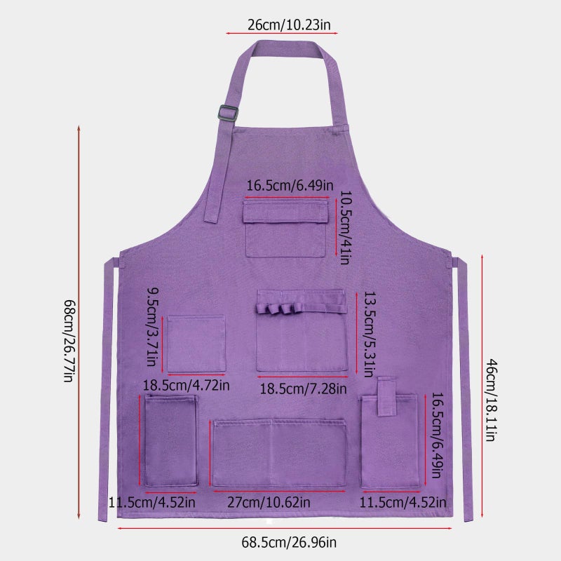 boshiho Adult Painting Aprons, Adjustable Buckle, Barber Apron with Pockets for Women/Men/Unisex, Utility or Work Apron (Purple) - Image 3